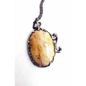 Fossilized coral crystal Necklace
